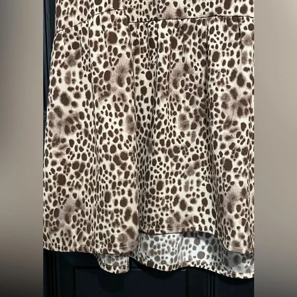 a new day Leopard Print V-Neck Short Sleeve Babydoll Dress - Picture 4 of 6